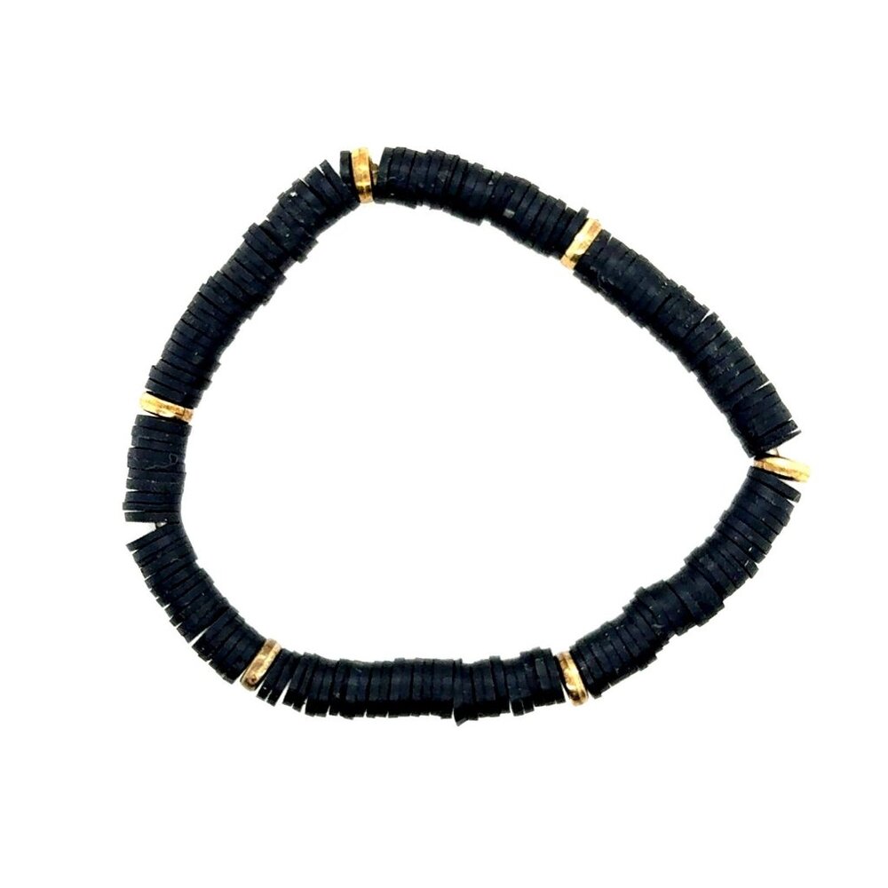 Black Beaded Stretch Bracelet (c)